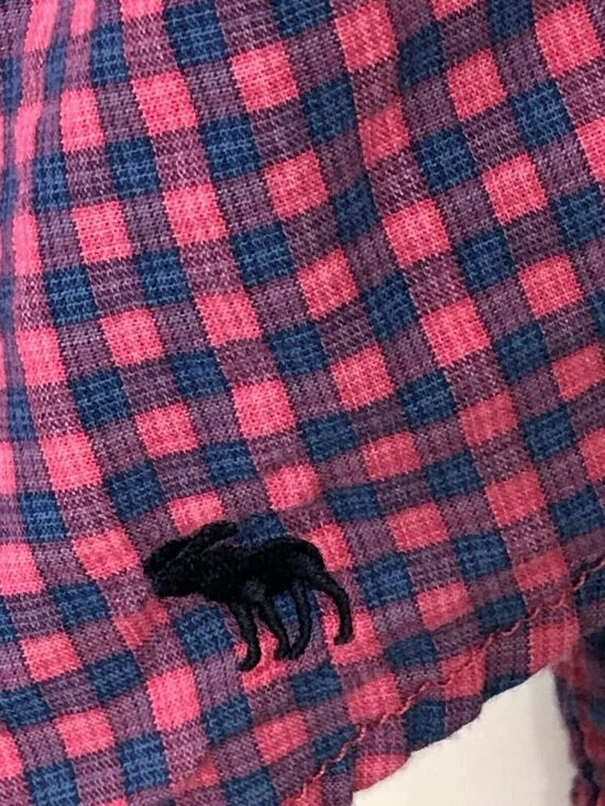 Abercrombie & Fitch Womens S Plaid Button Up Shirt Fitted Top Long Sleeves Blue - Picture 4 of 7